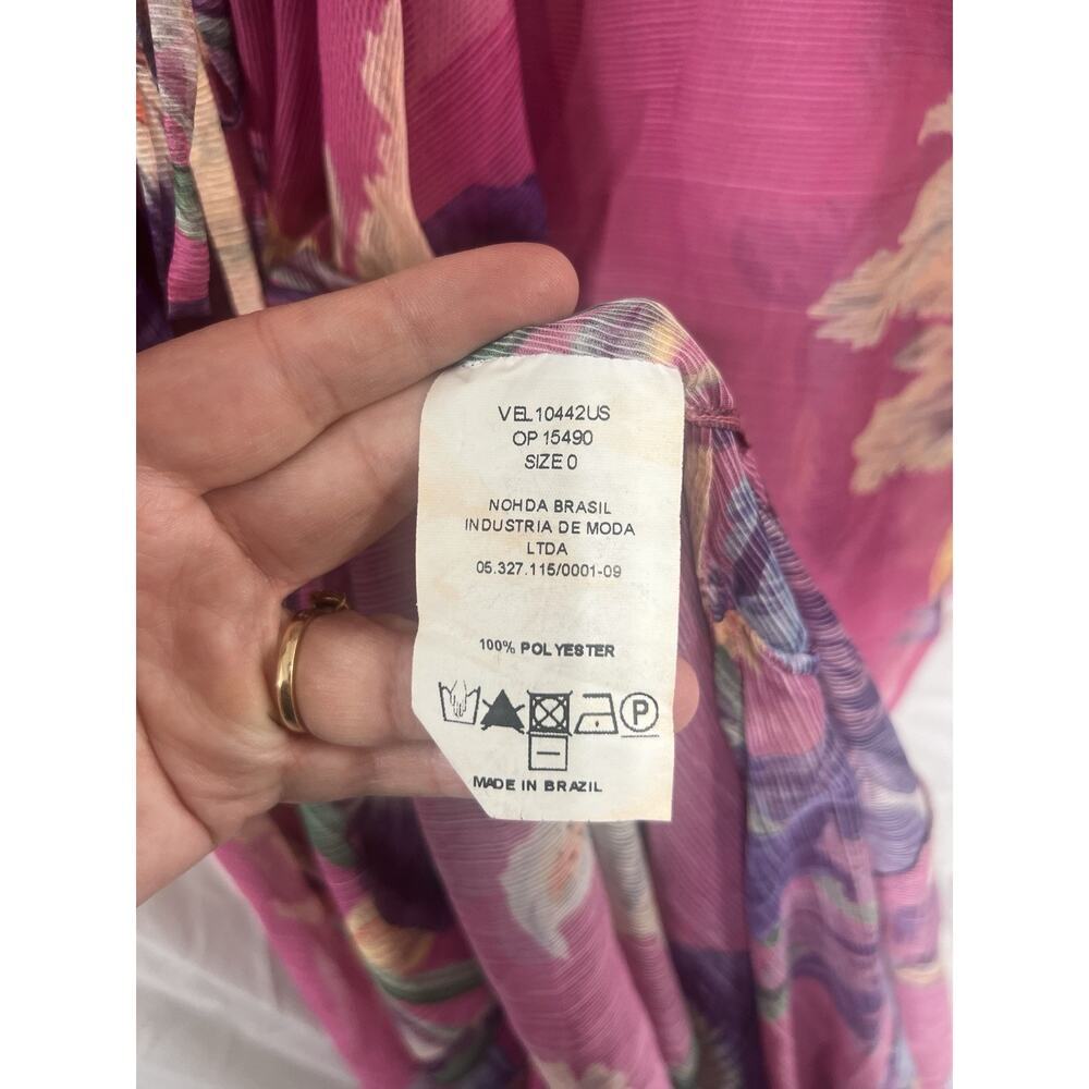 PatBO Grace Asymmetric Floral-Print Gauze Kaftan Bathing Suit Cover Up Summer XS - Picture 5 of 6